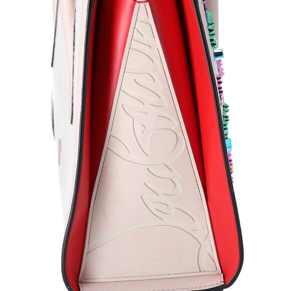 Christian Louboutin Loubinthesky Medium Paloma Satchel Canvas Spikes Ivory - Picture 7 of 9